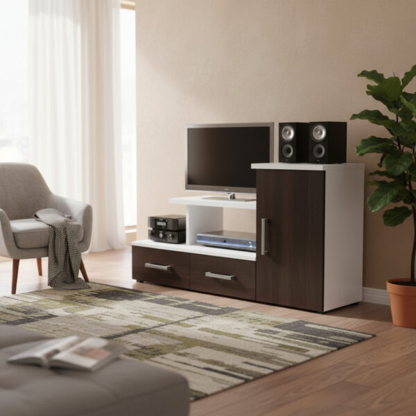 Rack Para Tv Led- Alabama- Melamina- 150 X 90- 2 Caj. 1 Pta