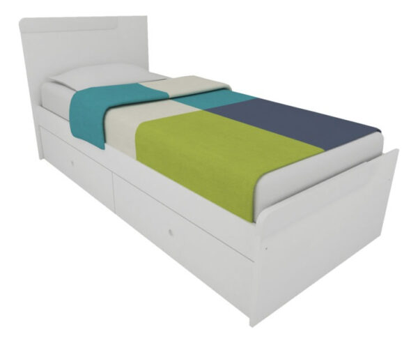 Cama 1 Plaza Para Colchon 80 X 190 Cm Con 2 Cajones 1701-9