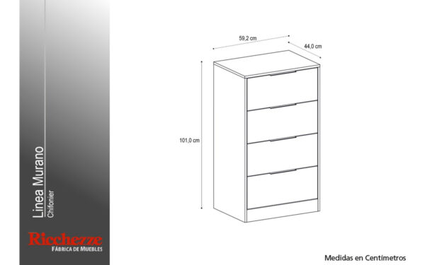 Cajonera Chifonier 4 Cajones Murano 60 X 101 X 43