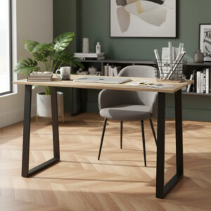 D_925088-MLA100080945501_122025-F.jpg Escritorio Para Oficina Moderno Madera Melamina 120cm Hogar Habitacion Niños Adultos Roble Kendal Patas Negras Home Office Ems120 Dielfe