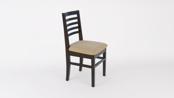 Silla Pacifico. Pino Lustrada. Asiento Tapizado Respaldo Mad