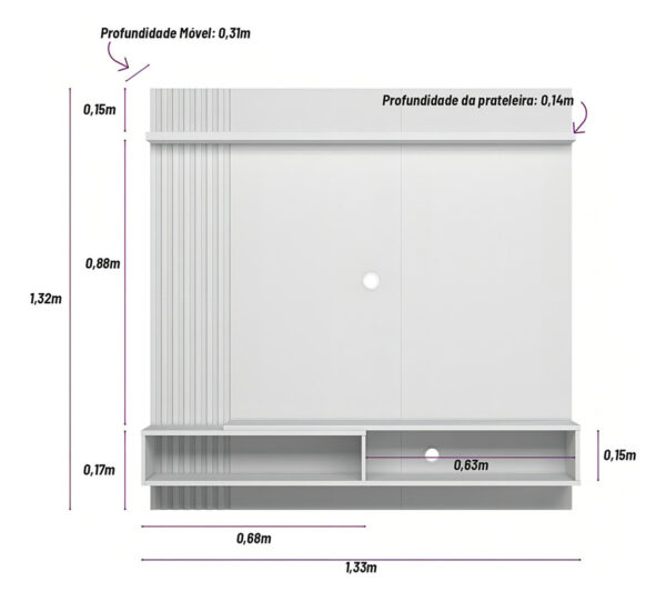 Panel Rasgado Alvorada Linea Brasil Para Tv De 55 Pulgadas En Color Beió/blanquecino Freijó/off White