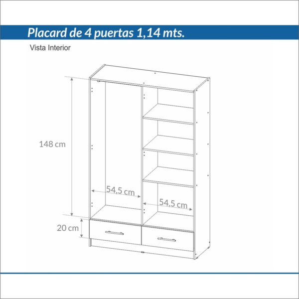 D_927425-MLA85728322096_062025-F.jpg Placard Ropero 4 Puertas, 2 Cajones 1.14- 1.80- 0.47 Dpb 114