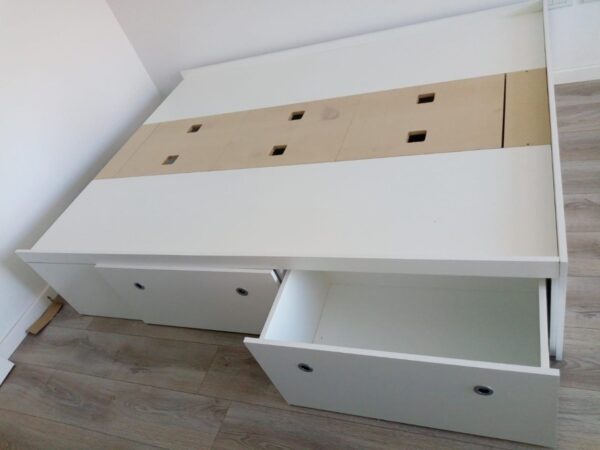 Cama Base Box Para Sommier- 140 X 190- 4 Cajones 2 Puertas