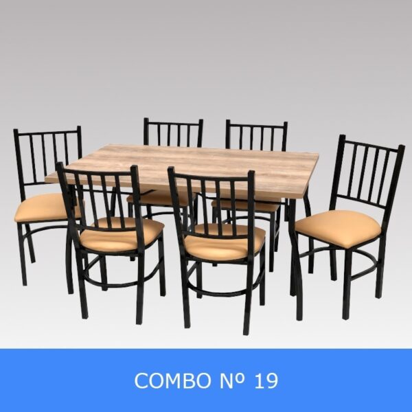 Combo Cocina Comedor Mesa Melamina 140 + 6 Sillas Turin C19
