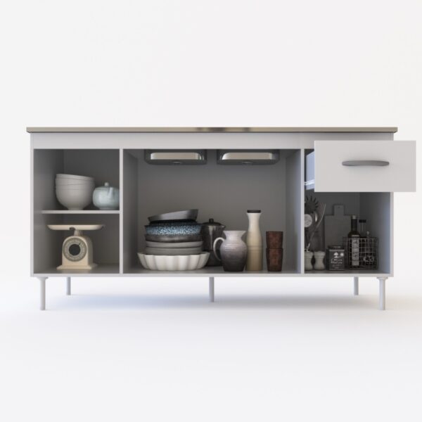 Bajo Mesada 4 Puertas, 1 Cajon + Mesada Acero Inox. - Dl 606