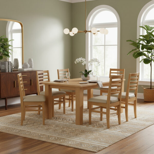 Juego De Comedor. Mesa 150 Cm + 6 Sillas Pacífico Pino Lustr