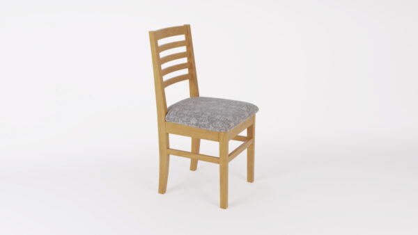 Silla Pacifico. Pino Lustrada. Asiento Tapizado Respaldo Mad