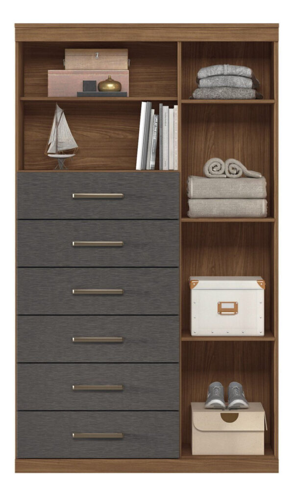 D_935699-MLU74378134587_022024-F.jpg Cómoda Múltiple De 1 Puerta Y 6 Cajones Marabá Wt Jatobá/grafite