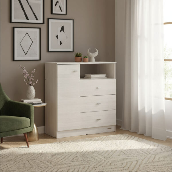 Cajonera Comoda 3 Cajones + 1 Puerta Dakar Zero. Cod. 56865