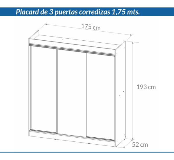D_941282-MLA86039157489_062025-F.jpg Placard Ropero 3 Puertas Corredizas 1.75- 1.93- 0.52 Dpc 175