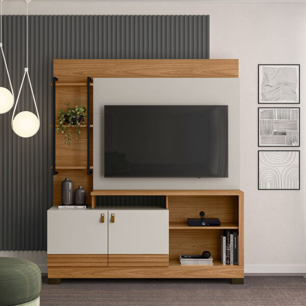 D_941433-MLU74078892966_012024-F.jpg Estantería Doméstica Linea Brasil Alagoas Para Televisores De Hasta 50 Pulgadas, 2 Colores, Natural/blanco Roto