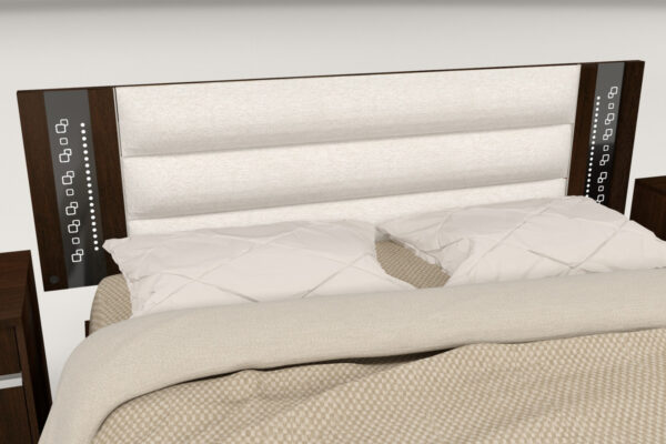 Respaldo P Sommier Tapizado- C Luz Led Y Vidrio Grabado Niza