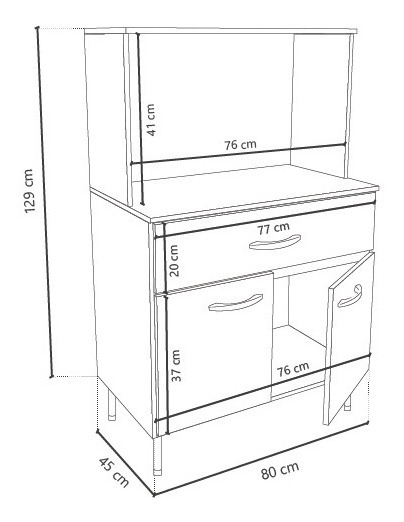 Mueble Bajo Para Microondas 2 Puertas 1 Cajon Dl 630 Blanco