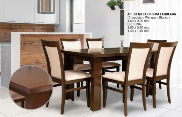 Juego De Comedor. Mesa Prisma 1.60 Mts + 6 Sillas Enrique