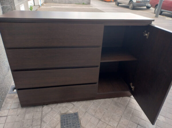 Comoda Cajonera- 4 Cajones- 1 Puerta 120 X 85-44 - Melamina