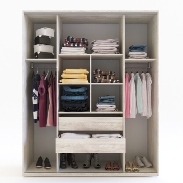 Ropero 4 Puertas (2 Corredizas). 2 Cajones Int. Duo 01