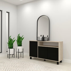 D_946811-MLA95593345003_102025-F.jpg Vajillero Bahiut Aparador 130cm 3 Puertas Mosconi Doors Color Helsinki Frente Negro