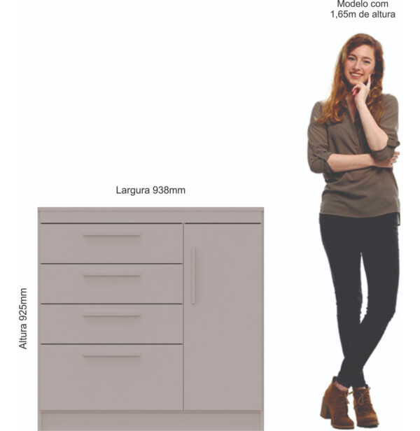 Comoda Chiffonier Cajonera- 4 Cajones 1 Puerta. Lille 1130