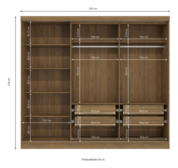 Ropero 5 Puertas 4 Cajones 218 X 245 X 56- N 564