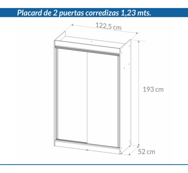 Placard Ropero 2 Puertas Corredizas 1.23- 1.93- 0.52 Dpc 123