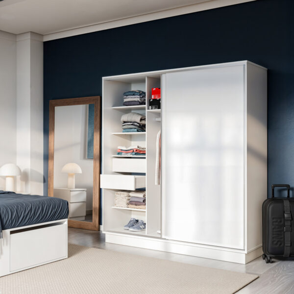 Cama Box 2 Plazas Queen Xl Extensible 140 Cm O 160 Cm Con Cajones Zapateros Baulera Color Blanca Dormitorio Moderna Guardado Completo Cam160 Dielfe