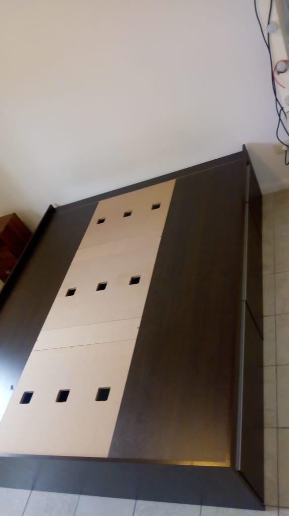 Cama Base Box Para Sommier- 140 X 190- 4 Cajones 2 Puertas