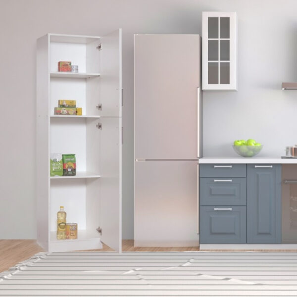 D_962161-MLU71542278392_092023-F.jpg Despensero De Dos 2 Puertas Mueble Alacenero Organizador Con 4 Estantes De Cocina Melamina 179cm Color Blanco Multifunción Dielfe K452