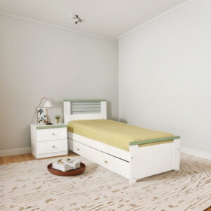 D_962528-MLA89087934946_082025-F.jpg Cama 1 Plaza Lucia Con Carro- Mesa D Luz. Mdf Laqueado