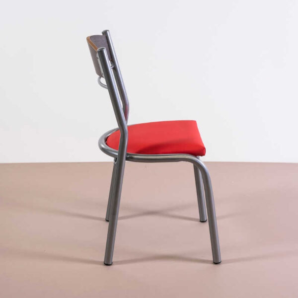 Silla Caño Reforzado Super Perlina. Asiento Tapizado Resp. Madera