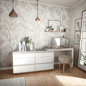 Comoda 6 Cajones Con Maquillador Tables 3114 Color Nevado/blanco