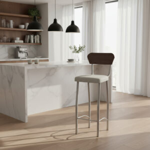 D_965096-MLA92914486134_092025-F.jpg Taburete Banqueta Alta. Asiento Tapizado- Respaldo Madera