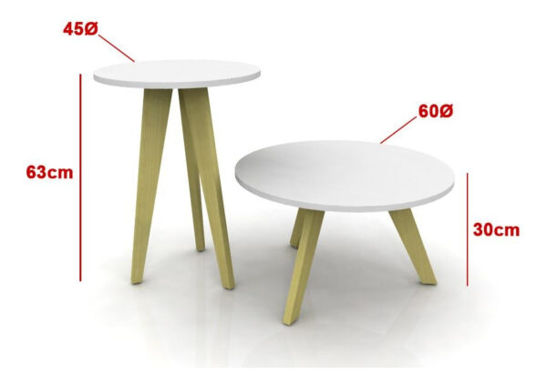 Set Mesas De Living Redondas- Lateral Y Centro- Cod. 11602