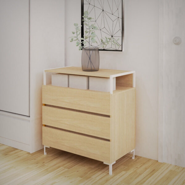 Comoda Cajonera 3 Cajones. Melamina- Caño- 85-90- 47 Cmc90