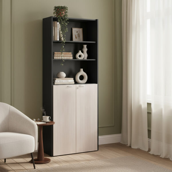 Biblioteca Piro 929 Clásica 6 Estantes 2 Puertas