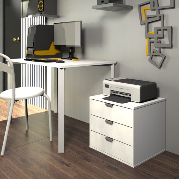 Cajonera 3 Cajones Organizador Dormitorio Living Oficina Con Tiradores Aluminio Correderas Metálicas Melamina Blanco 50 Cm Guardado Ca3cl Dielfe