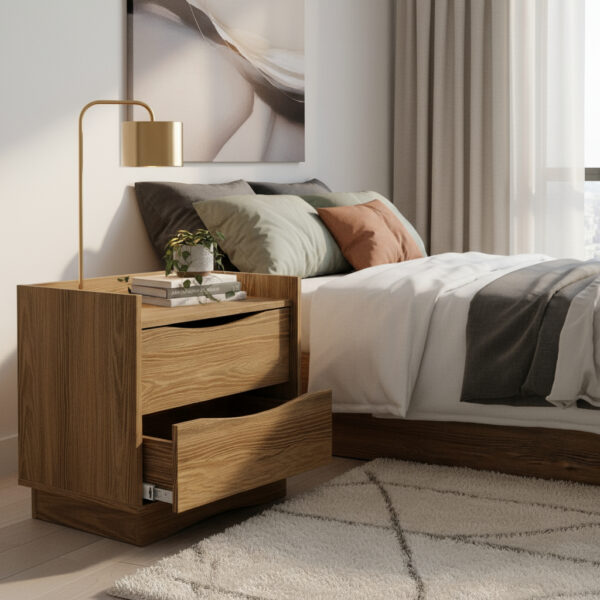 D_980755-MLA93264030135_092025-F.jpg Mesa De Luz- 2 Cajones C- Corred. Metálicas- Melamina- M 261