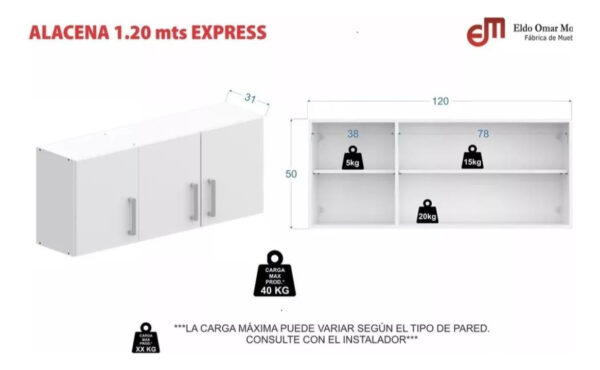 D_982526-MLA73777567171_012024-F.jpg Alacena 3 Puertas Con Estantes 120 X 50 X 31 Cod 10067
