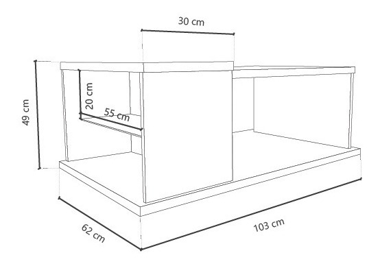 Mesa Ratona De Melamina Centro Con Ruedas Y Estante Dl 876