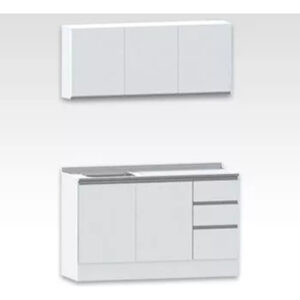 Combo Bajo Mesada + Alacena 140 Cm.+ Mesada Acero Inoxidable