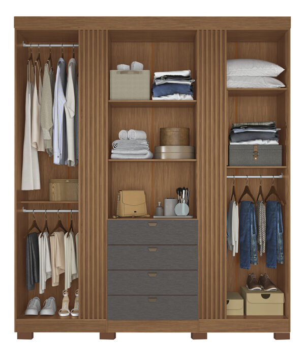 ¿armario Doble Aurora De 4 Puertas Y 4 Puertas Con Espejos Y Suelo De Color Jatob? /grafito Jatob?/grafite