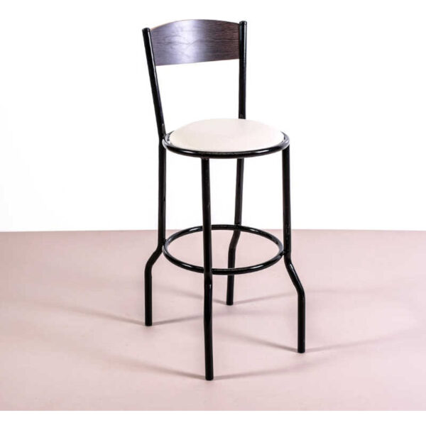 D_992811-MLA72159658878_102023-F.jpg Taburete Banqueta Alta Con Respaldo De Madera. Caño Pintado