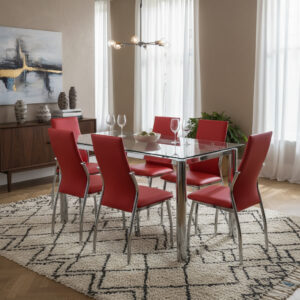 Combo Cocina Comedor Mesa 1.40 + 6 Sillas Cromada Praga