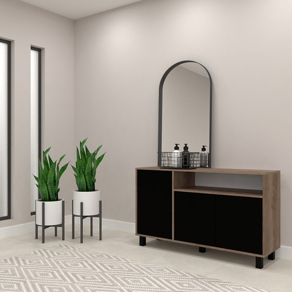 D_652011-MLU76665046515_052024-F.jpg Bahiut Doors Mosconi Milenial Con Puertas Vajillero Color Nebraska Gris Fr. Negro