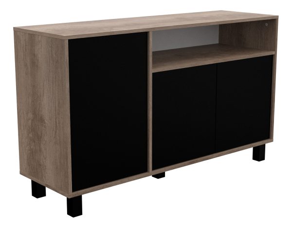 D_672598-MLU76665106361_052024-F.jpg Bahiut Doors Mosconi Milenial Con Puertas Vajillero Color Nebraska Gris Fr. Negro