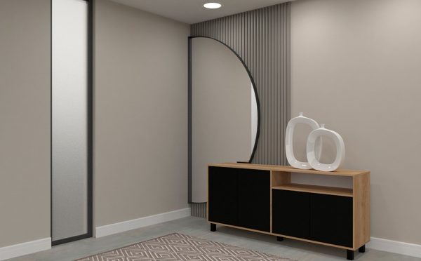 Vajillero Doors 4 Puertas Mosconi Nebraska 170 X 40 X 77 Cm Color Nebraska Natural / Negro