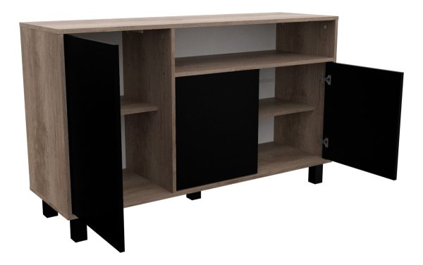 D_913498-MLU76665165983_052024-F.jpg Bahiut Doors Mosconi Milenial Con Puertas Vajillero Color Nebraska Gris Fr. Negro