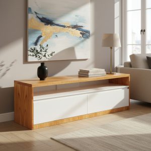 D_922184-MLA105412971082_012026-F.jpg Bahiut Rack Bajo Arkos 1.64 X 0.53- 2 Caj Blanco Con Paraiso