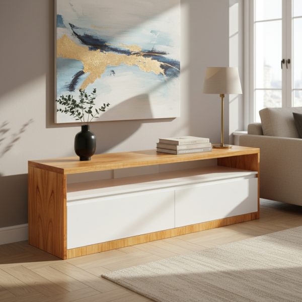 D_922184-MLA105412971082_012026-F.jpg Bahiut Rack Bajo Arkos 1.64 X 0.53- 2 Caj Blanco Con Paraiso