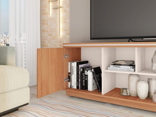 Rack Mesa Para Tv Symmetry 180 X 57 X 38- Freijo Off White